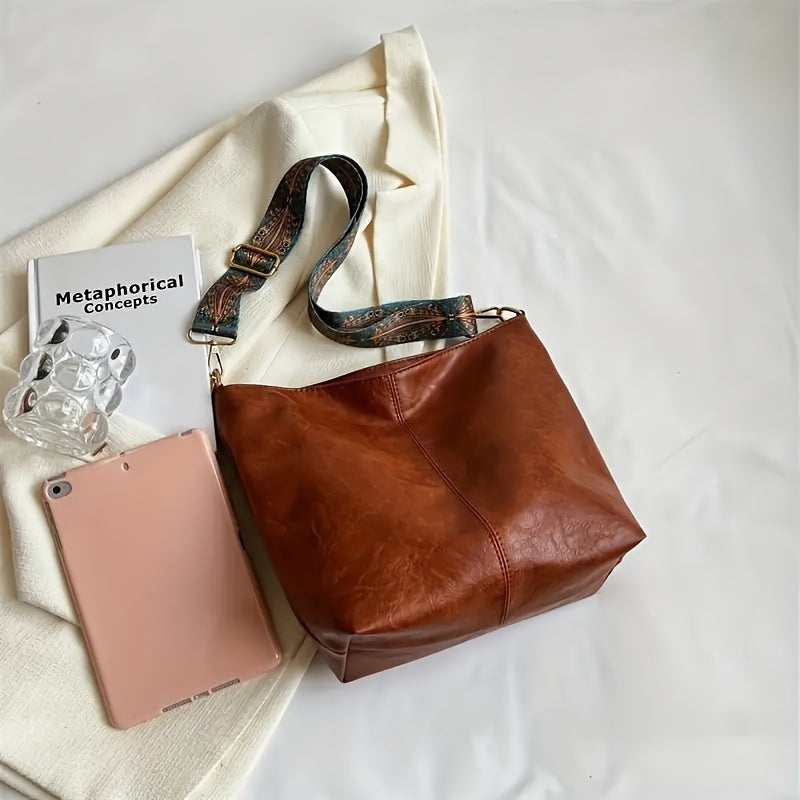 Vintage Crossbody Bag For Women, Large Capacity Hobo Bag, Fashion Faux Leather Shoulder Bag