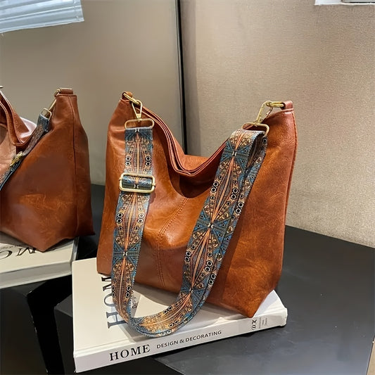 Vintage Crossbody Bag For Women, Large Capacity Hobo Bag, Fashion Faux Leather Shoulder Bag