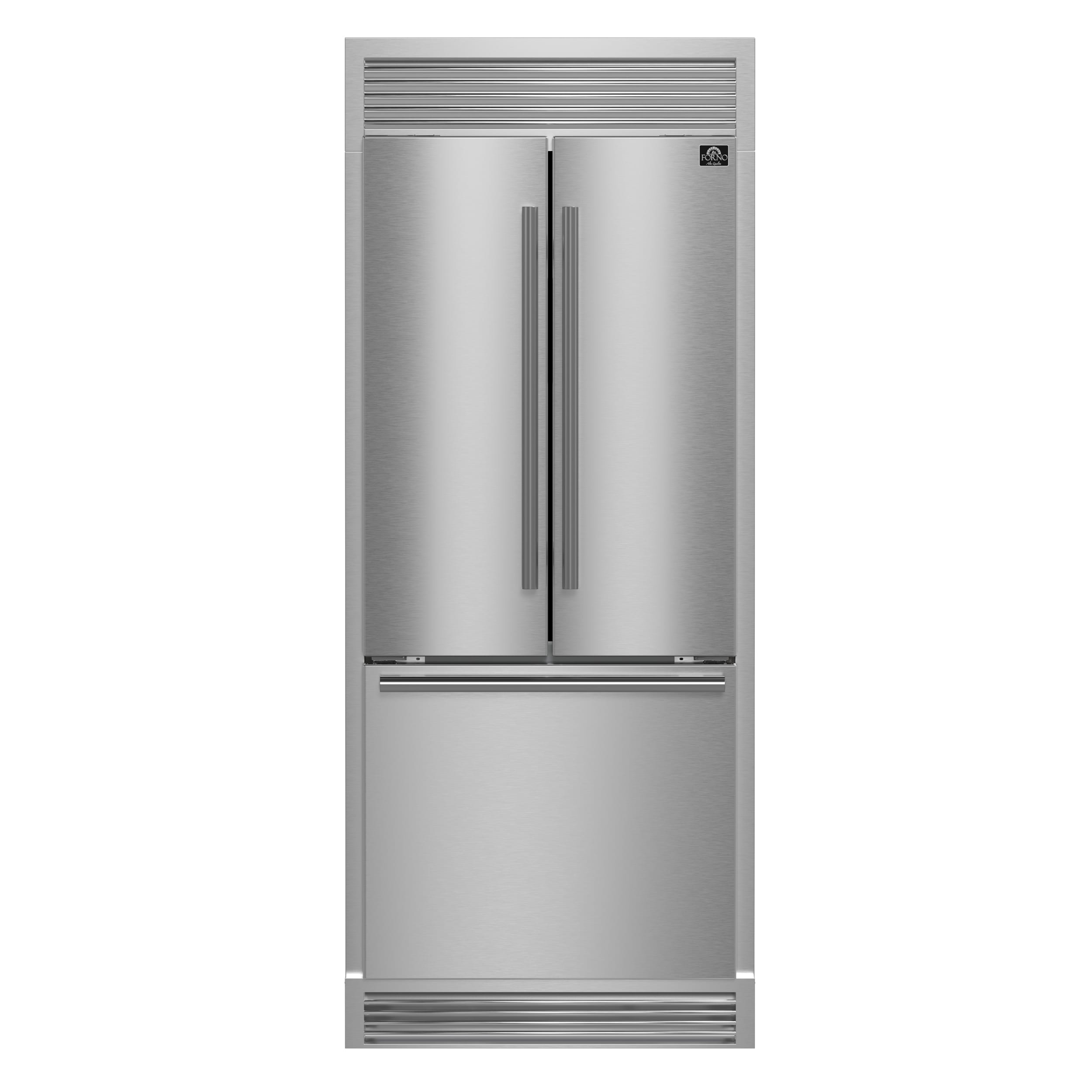 FORNO Gallipoli Standard-Depth 17.5-cu ft 3 -Door French Door Refrigerator with Ice Maker with Ice Dispenser ( Stainless Steel )