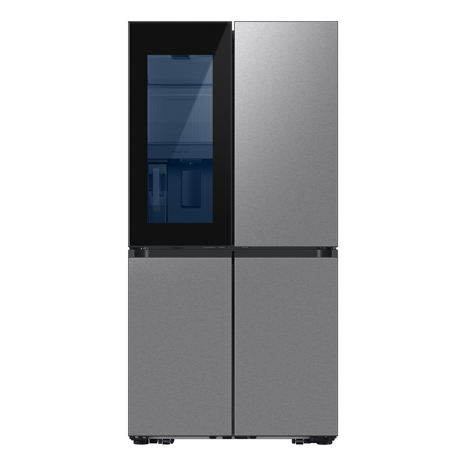 Samsung Bespoke Counter-Depth Beverage Center 22.5-cu ft 4 -Door Smart Compatible French Door Refrigerator with Dual Ice Maker with Water Dispenser and Door within Door ( Stainless steel ) ENERGY STAR Certified