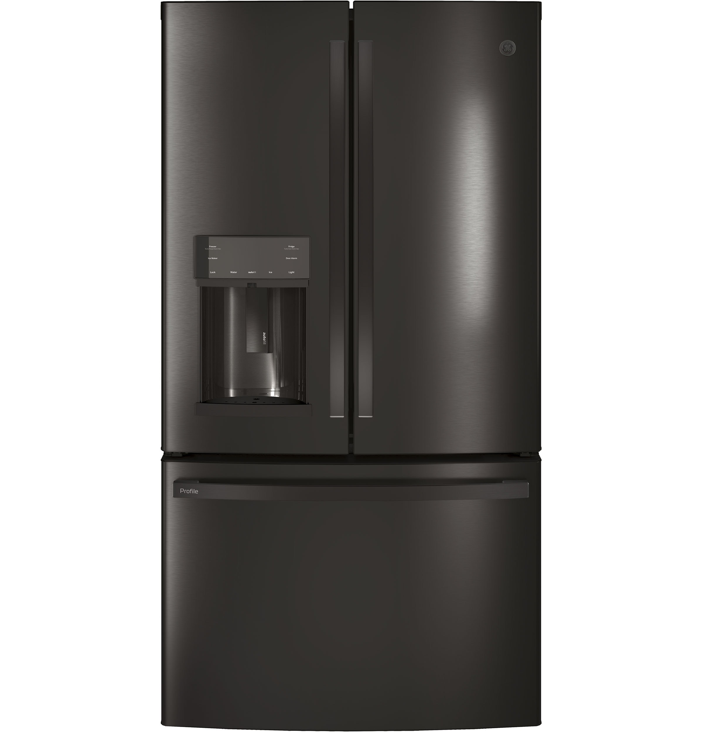 GE Profile Counter-Depth 22.2-cu ft 3 -Door French Door Refrigerator with Ice Maker with Water and Ice Dispenser ( Black Stainless ) ENERGY STAR Certified