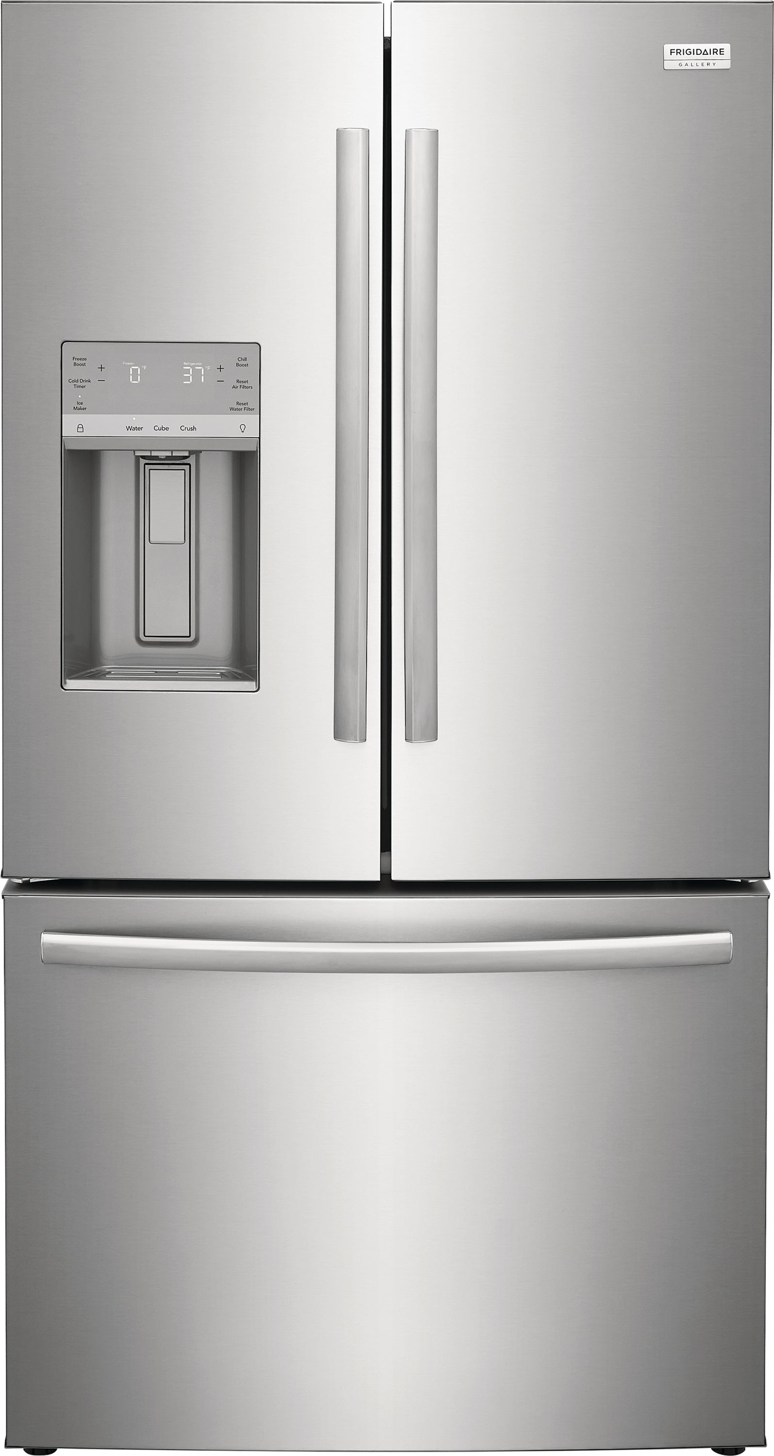 Frigidaire Gallery Standard-Depth 27.8-cu ft 3 -Door French Door Refrigerator with Dual Ice Maker with Water and Ice Dispenser ( Fingerprint Resistant Stainless Steel ) ENERGY STAR Certified