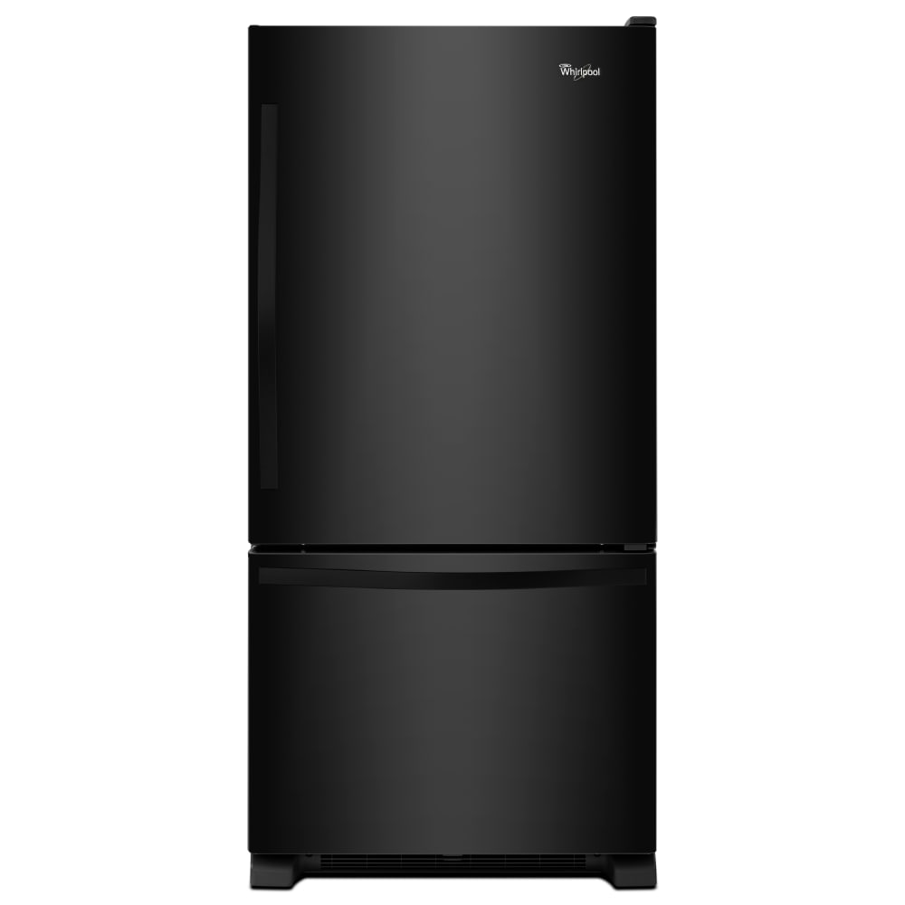 Whirlpool 22.07-cu ft Standard-Depth Bottom-Freezer Refrigerator with Ice Maker ( Black ) ENERGY STAR Certified