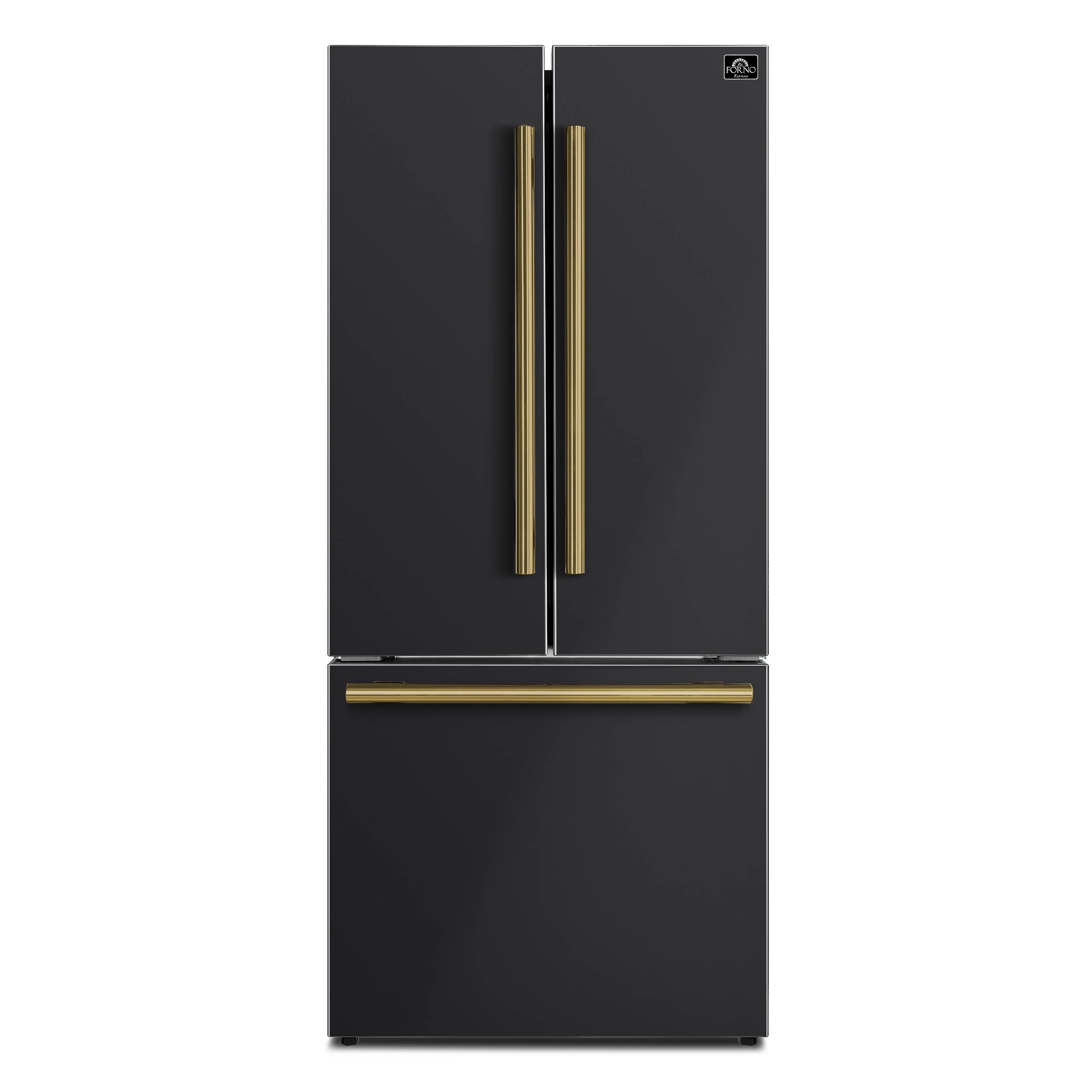 FORNO Counter-Depth Espresso Gallipoli 17.5-cu ft 3 -Door French Door Refrigerator with Ice Maker with Ice Dispenser ( Black ) ENERGY STAR Certified