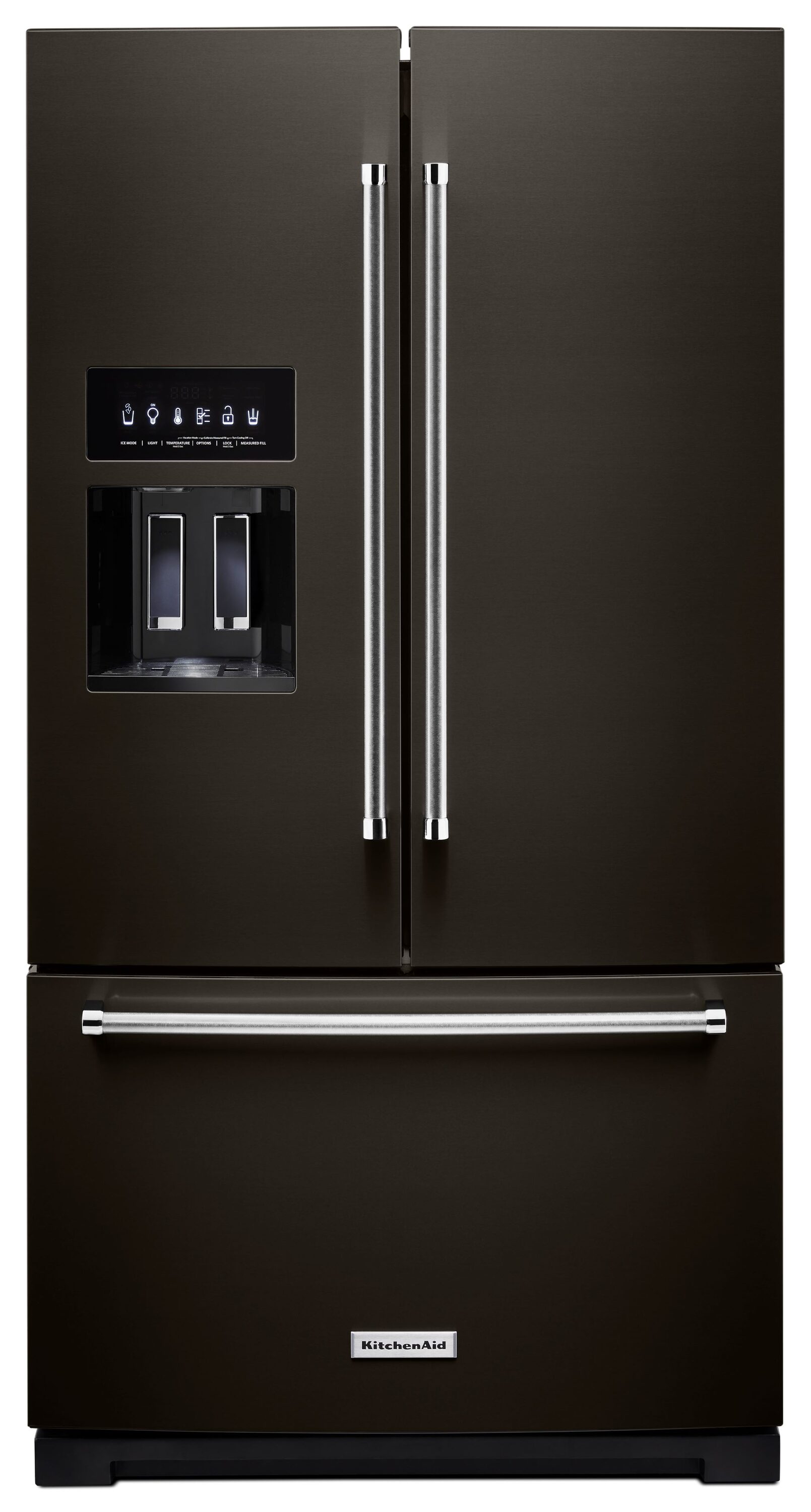 KitchenAid Standard-Depth 27-cu ft 3 -Door French Door Refrigerator with Water and Ice Dispenser ( Black ) ENERGY STAR Certified