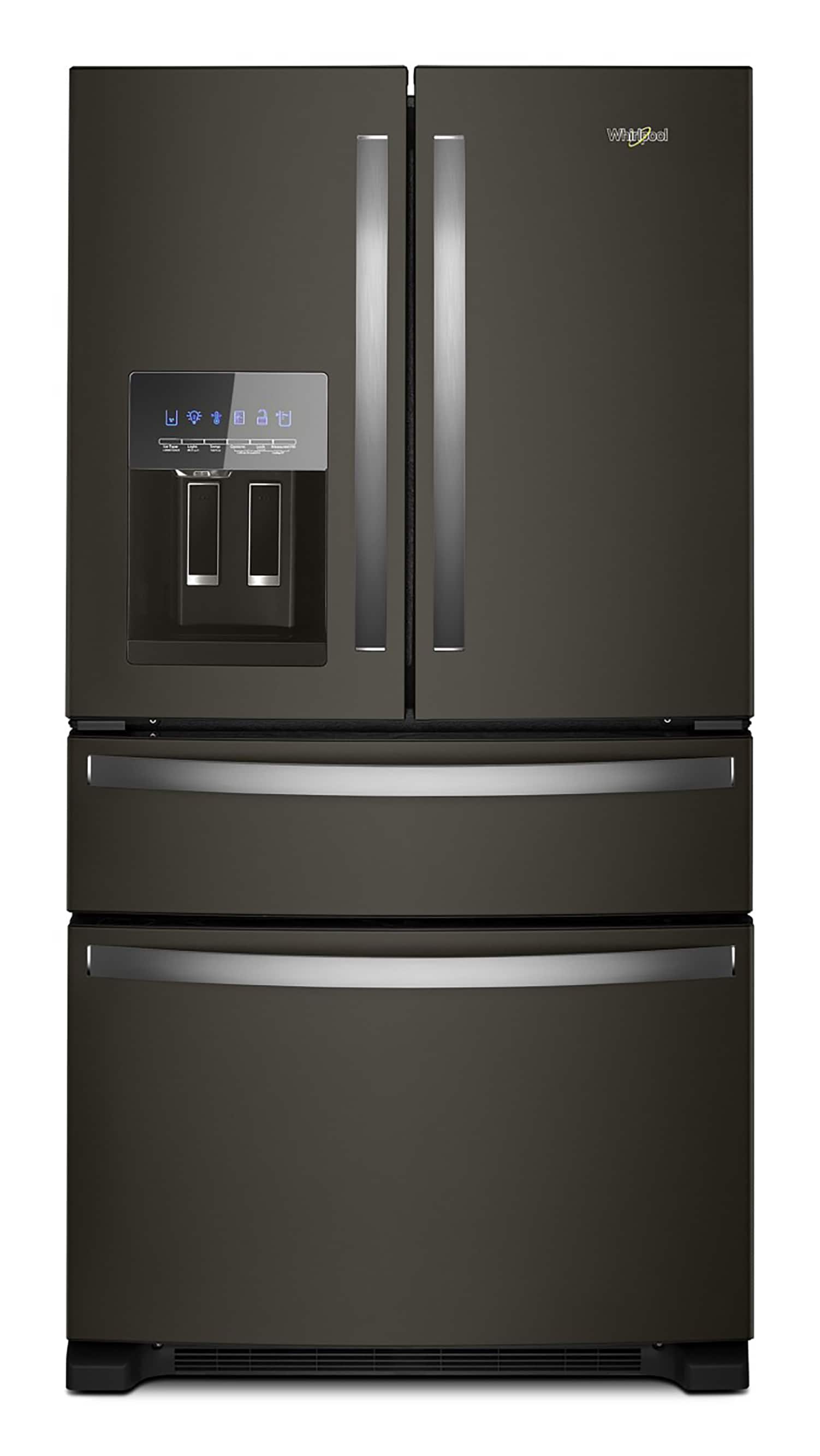 Whirlpool Standard-Depth 24.5-cu ft 4 -Door French Door Refrigerator with Ice Maker with Water and Ice Dispenser ( Black Stainless Steel ) ENERGY STAR Certified
